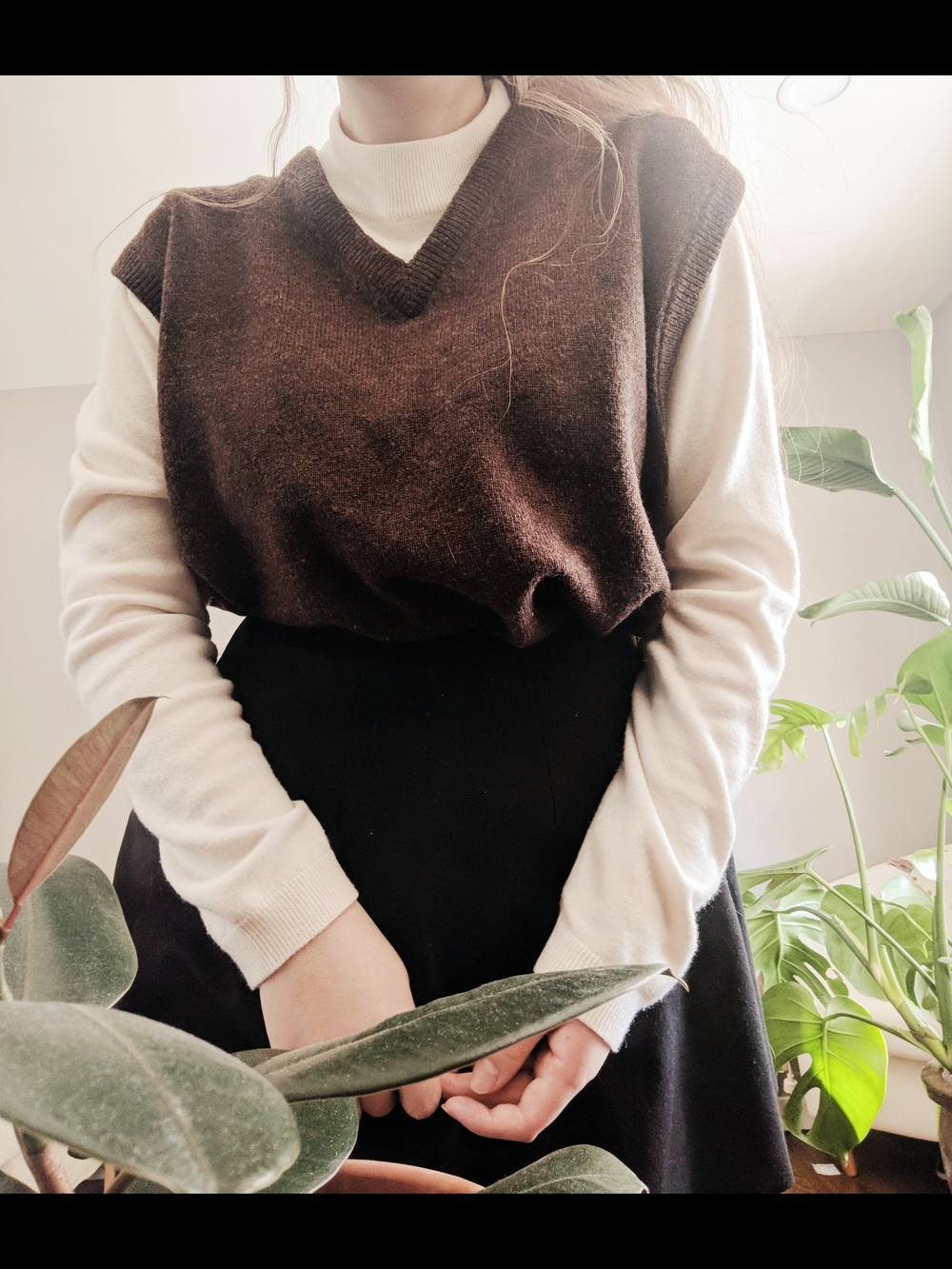 Vintage Retreat Wool Dark Brown V-Neck Sweater Vest